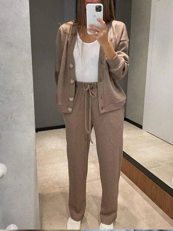 Button Up Relaxed Fit 2-Piece Lounge Set