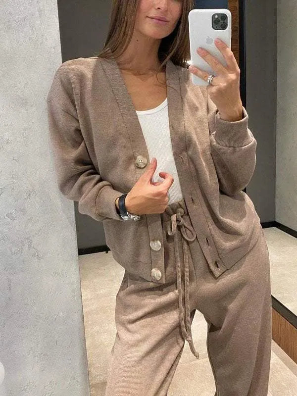 Button Up Relaxed Fit 2-Piece Lounge Set 1