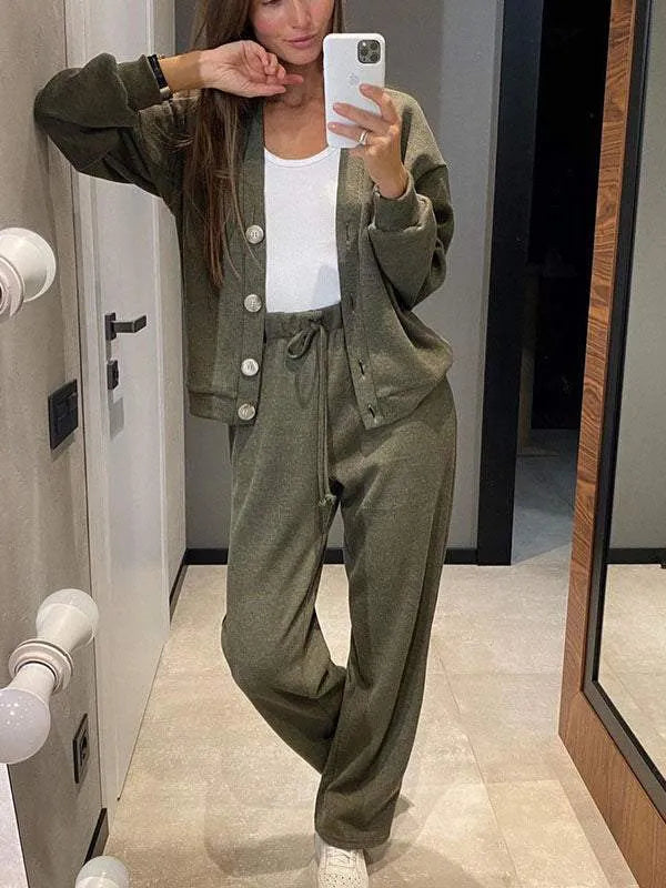 Button Up Relaxed Fit 2-Piece Lounge Set
