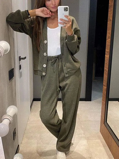 Button Up Relaxed Fit 2-Piece Lounge Set