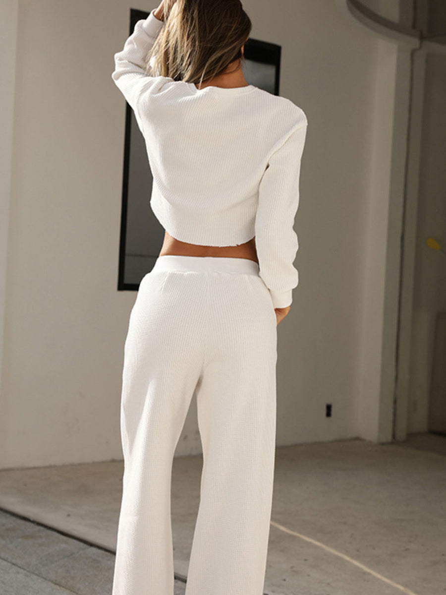 Waffle-Knit 2 Piece Lounge Set 3